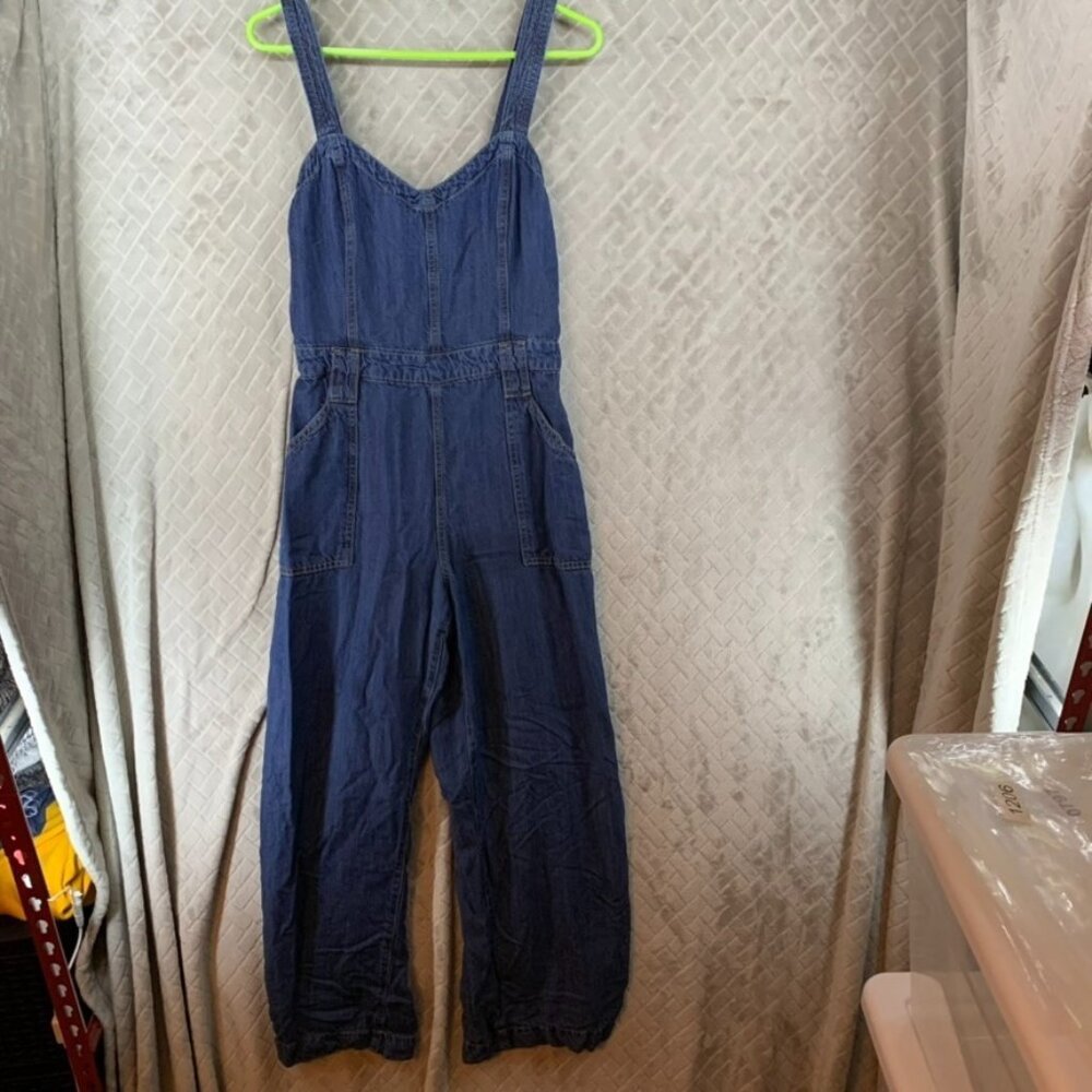 Highway Jeans Womens 10 Chambray Denim Jumpsuit Blue Tank Top Straight Leg